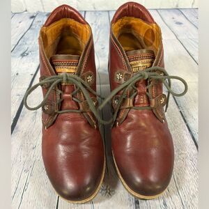 Pikolinos Zafiro and Olmo Maple Leather Boho Folklore Lace Up Burgundy Boots 8.5